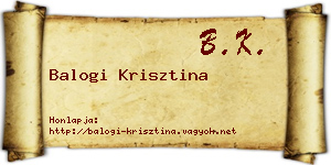 Balogi Krisztina névjegykártya